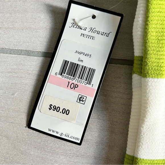 NWT Jessica Howard Petite Striped Zipper Back Dress - Picture 2 of 6